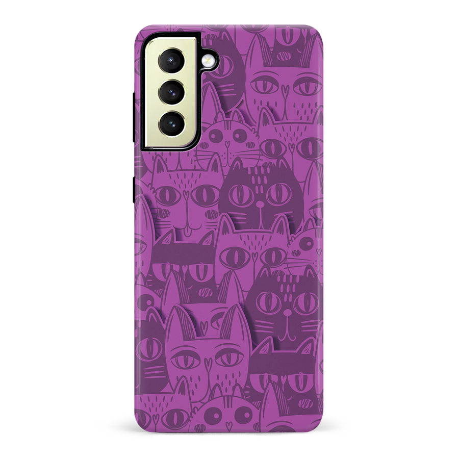 Samsung Galaxy S22 Plus Abstract Cats Art Cat Phone Case - Purple