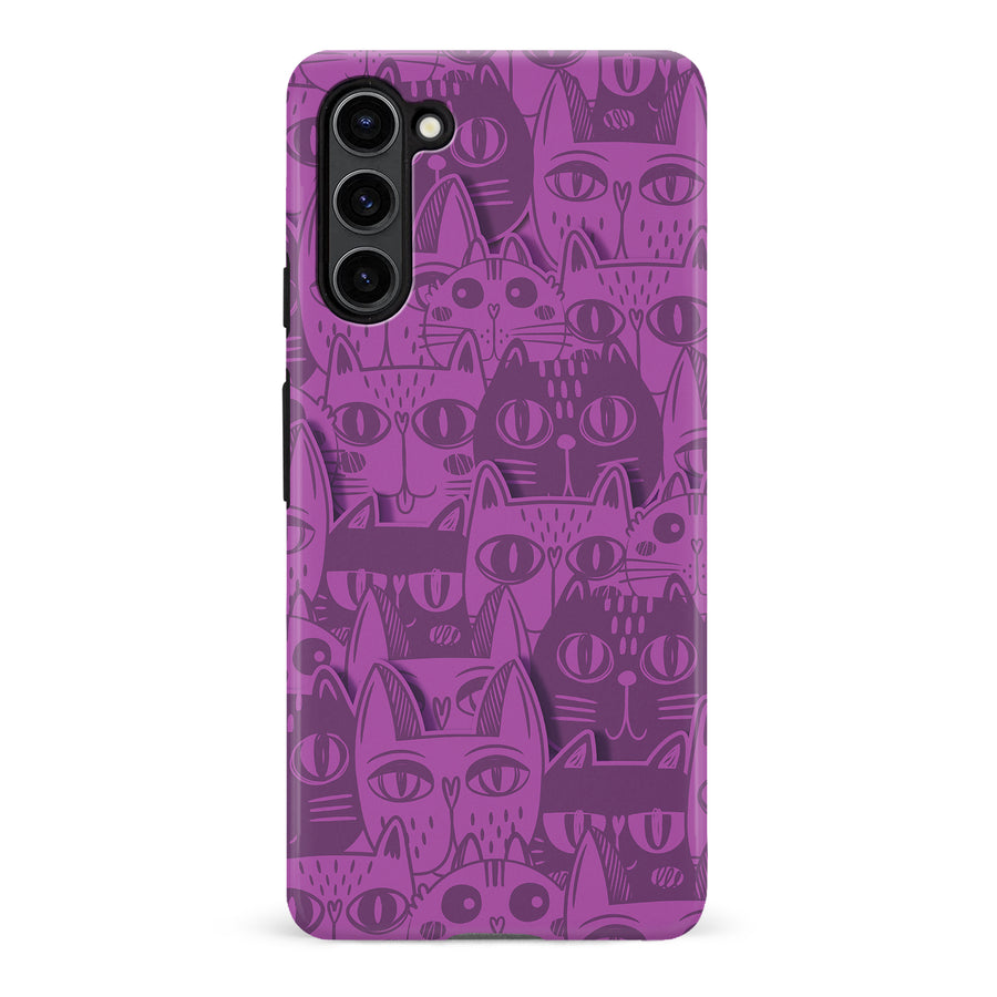 Samsung Galaxy S23 Plus Abstract Cats Art Cat Phone Case - Purple