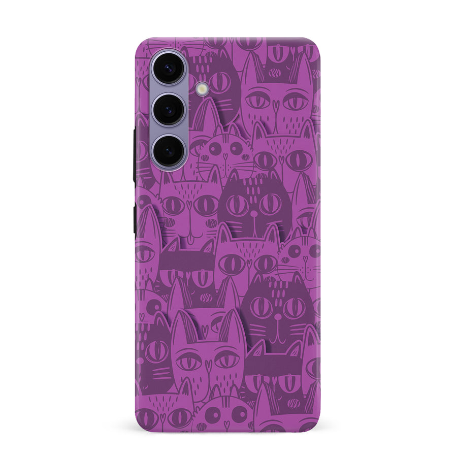 Samsung Galaxy S24 Plus Abstract Cats Art Cat Phone Case - Purple