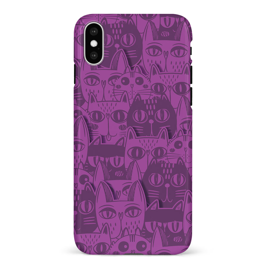 iPhone X/XS Abstract Cats Art Cat Phone Case - Purple