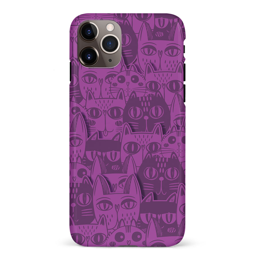 iPhone 11 Pro Max Abstract Cats Art Cat Phone Case - Purple