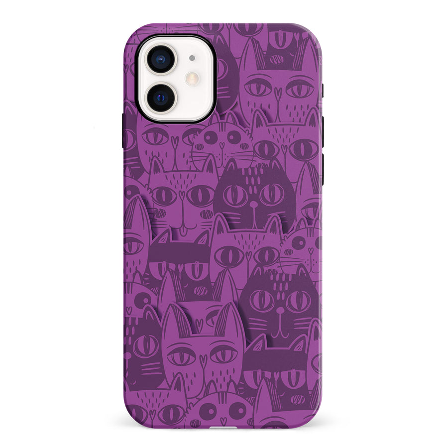 Abstract Cats Art Cat Phone Case - Purple