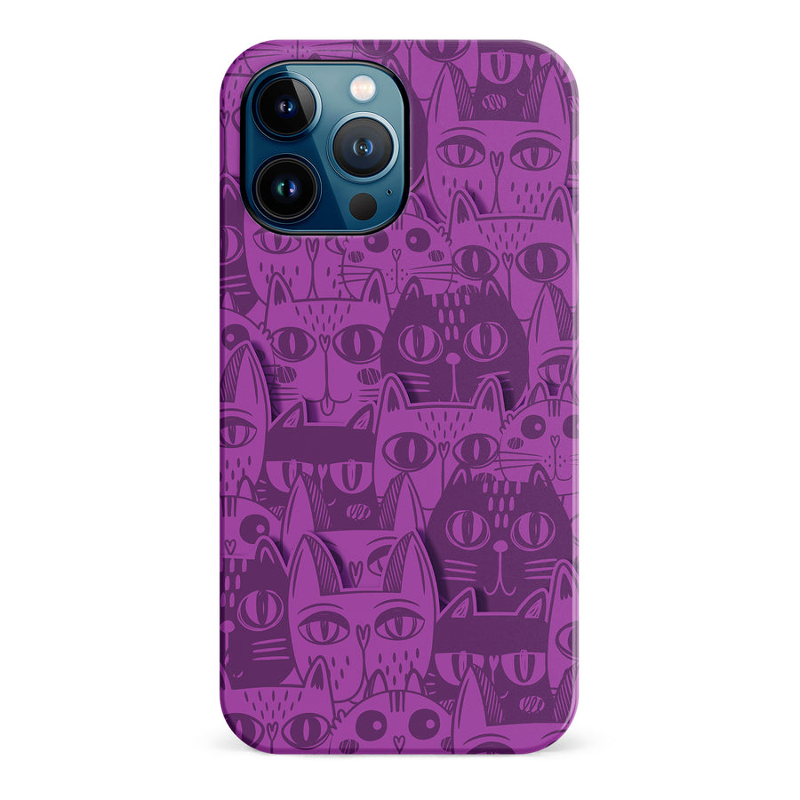 iPhone 12 Pro Max Abstract Cats Art Cat Phone Case - Purple