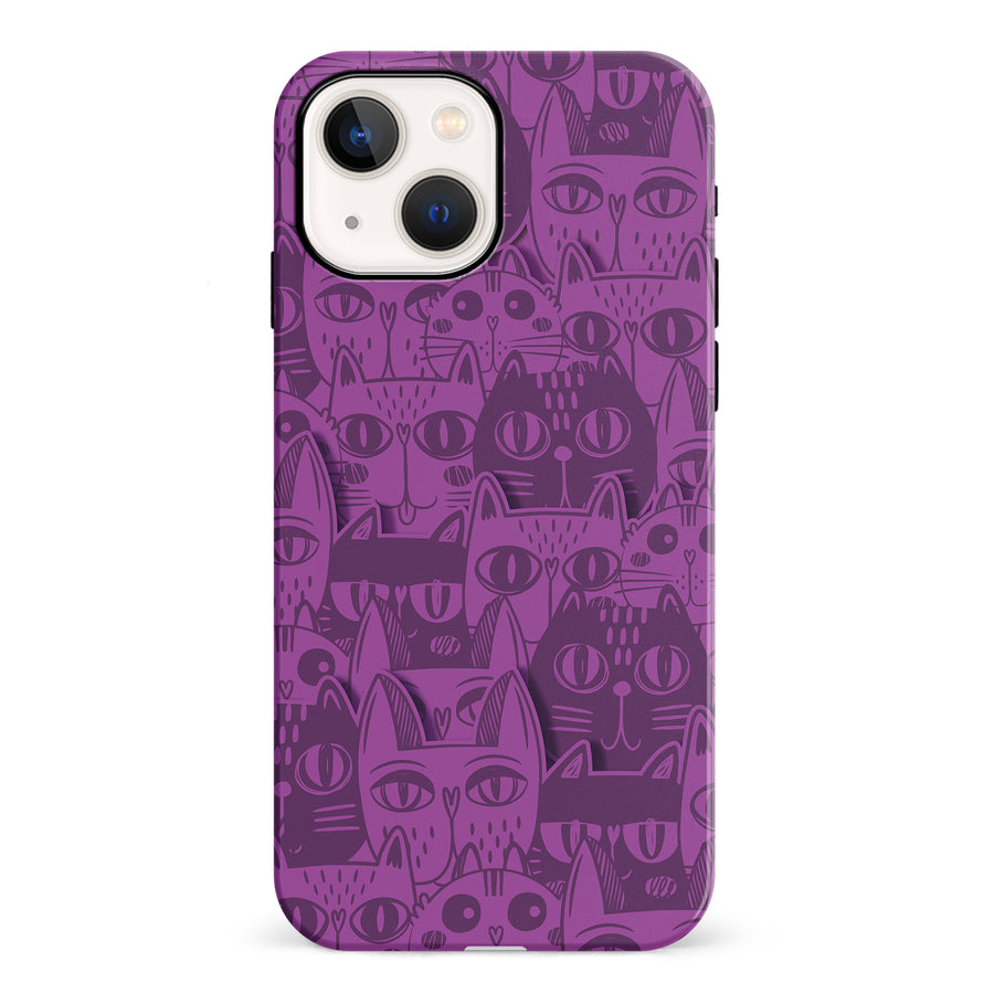 Abstract Cats Art Cat Phone Case - Purple