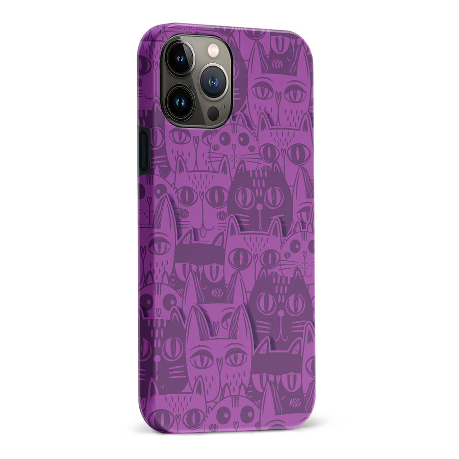 iPhone 13 Pro Max Abstract Cats Art Cat Phone Case - Purple