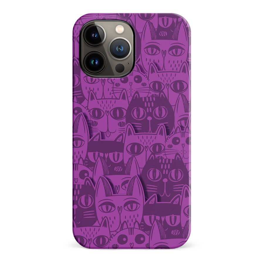 iPhone 13 Pro Max Abstract Cats Art Cat Phone Case - Purple