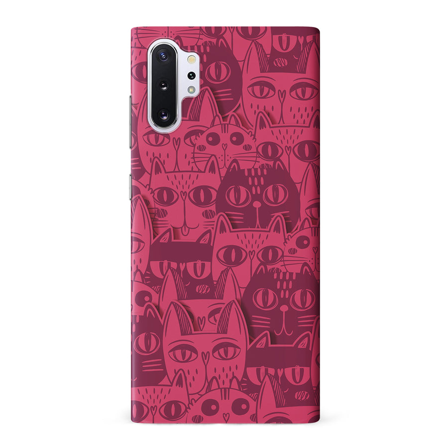 Samsung Galaxy Note 10 Plus Abstract Cats Art Cat Phone Case - Red