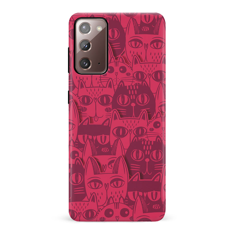 Samsung Galaxy Note 20 Abstract Cats Art Cat Phone Case - Red