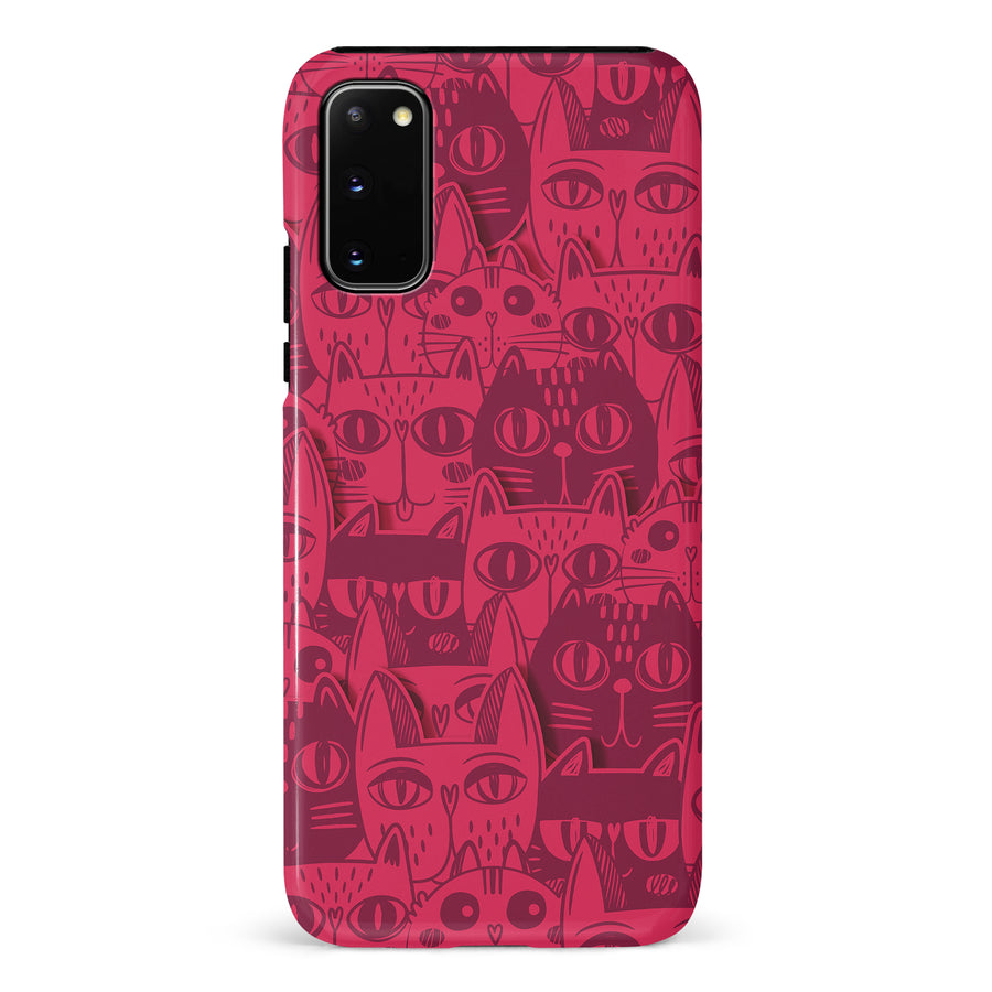 Samsung Galaxy S20 Abstract Cats Art Cat Phone Case - Red