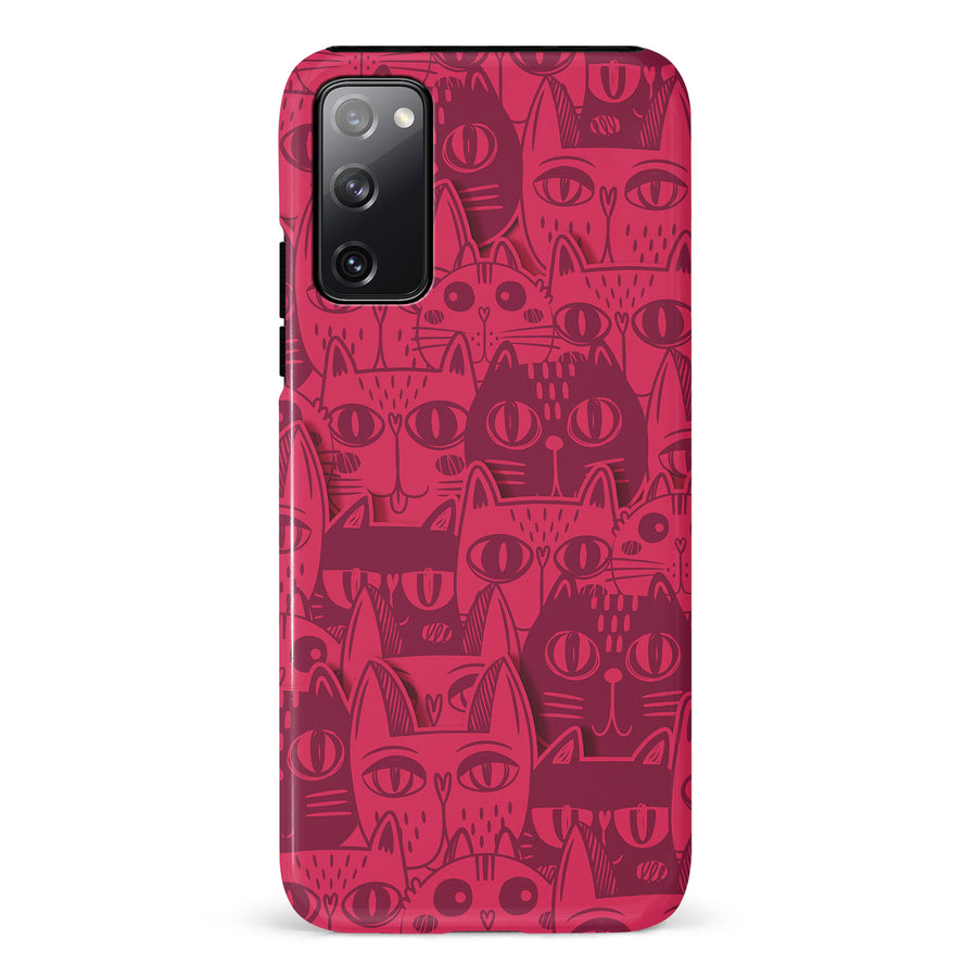 Samsung Galaxy S20 FE Abstract Cats Art Cat Phone Case - Red