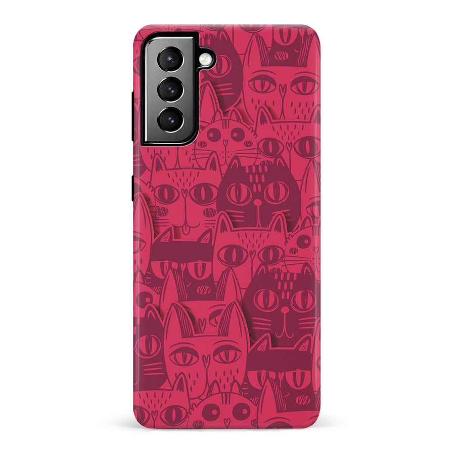 Abstract Cats Art Cat Phone Case - Red