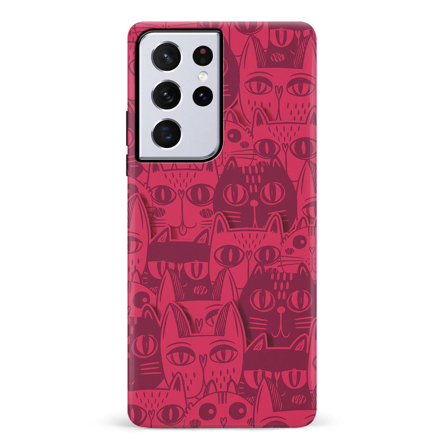 Abstract Cats Art Cat Phone Case - Red