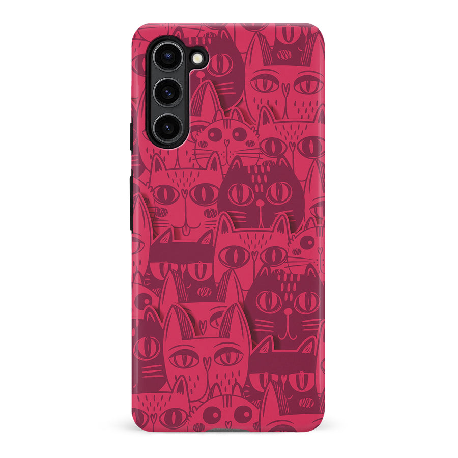 Samsung Galaxy S23 Plus Abstract Cats Art Cat Phone Case - Red