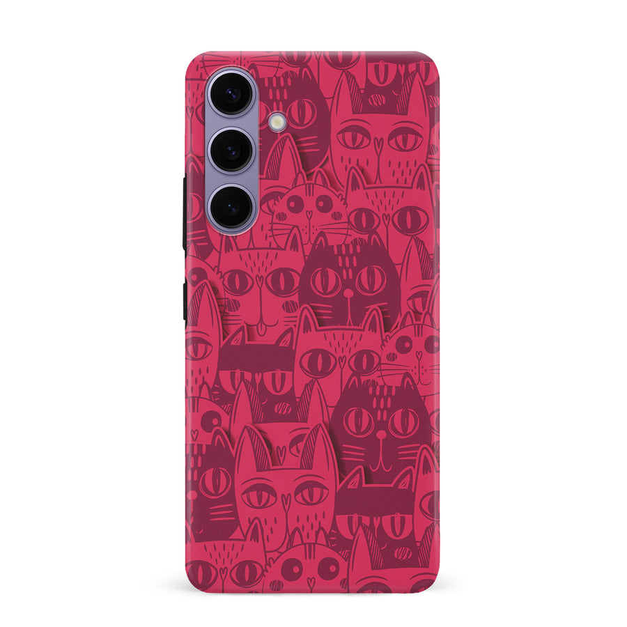 Samsung Galaxy S24 Plus Abstract Cats Art Cat Phone Case - Red