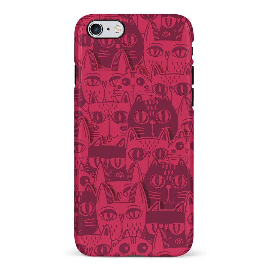 iPhone 6 Abstract Cats Art Cat Phone Case - Red