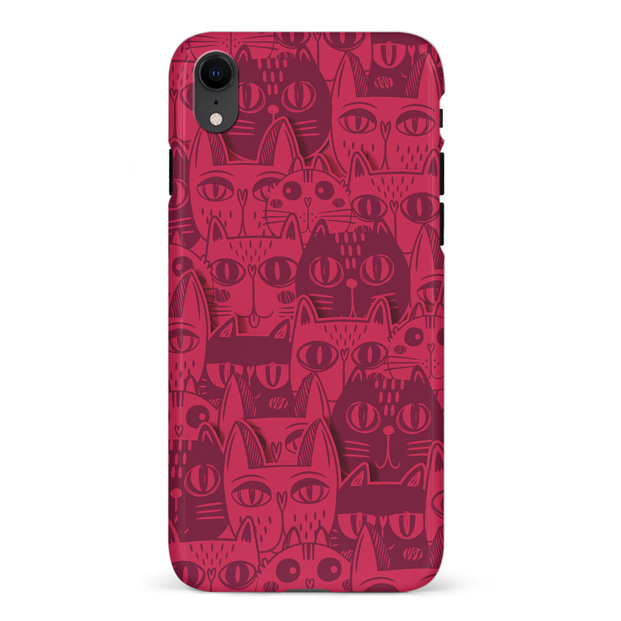 iPhone XR Abstract Cats Art Cat Phone Case - Red