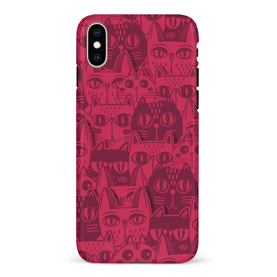 iPhone XS Max Abstract Cats Art Cat Phone Case - Red