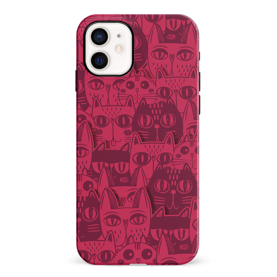 Abstract Cats Art Cat Phone Case - Red