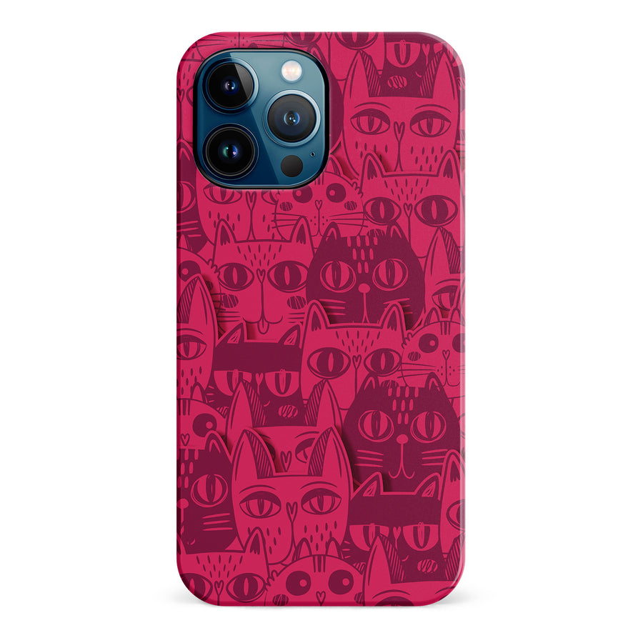 iPhone 12 Pro Max Abstract Cats Art Cat Phone Case - Red