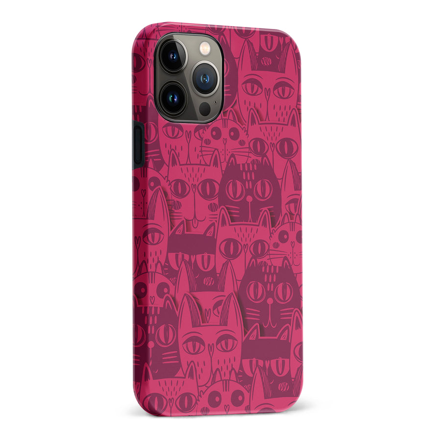 iPhone 13 Pro Max Abstract Cats Art Cat Phone Case - Red