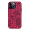 iPhone 14 Pro Max Abstract Cats Art Cat Phone Case - Red