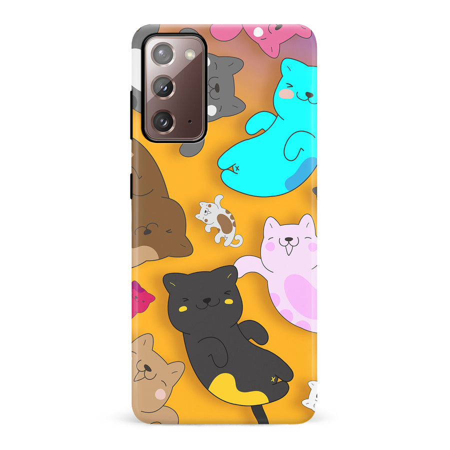 Playful Pastel Cats on Yellow Background Cat Phone Case