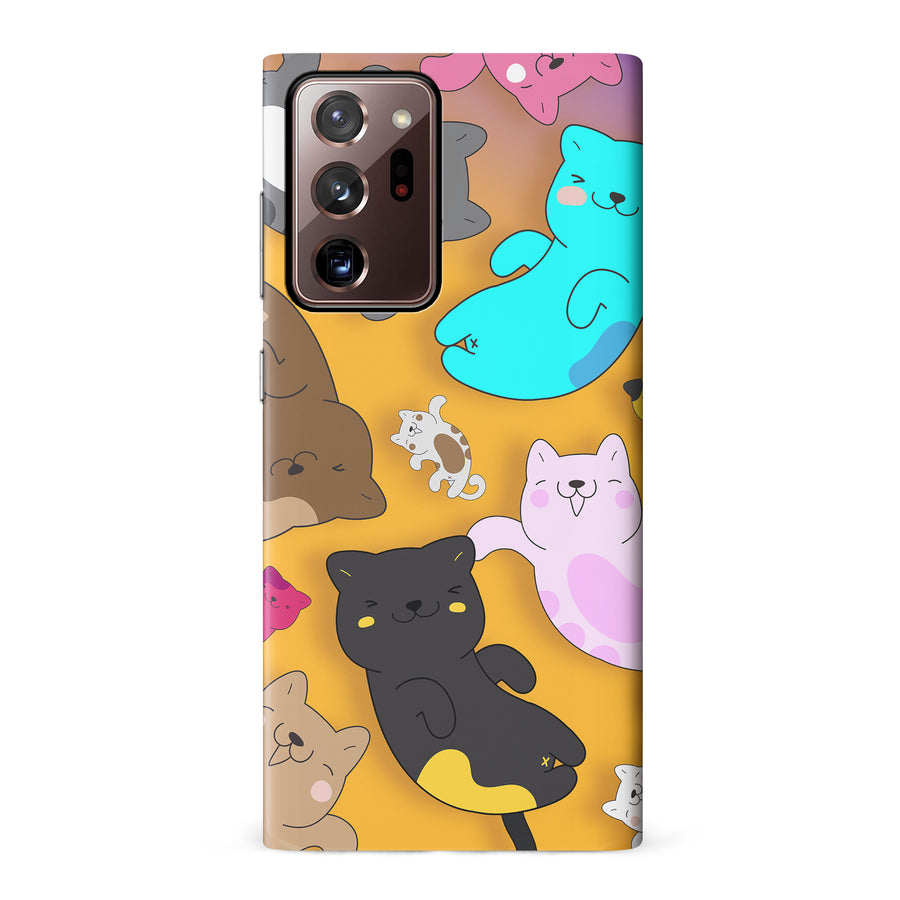 Samsung Galaxy Note 20 Ultra Playful Pastel Cats on Yellow Background Cat Phone Case