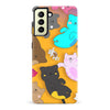 Samsung Galaxy S22 Plus Playful Pastel Cats on Yellow Background Cat Phone Case