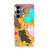 Samsung Galaxy S24 Plus Playful Pastel Cats on Yellow Background Cat Phone Case