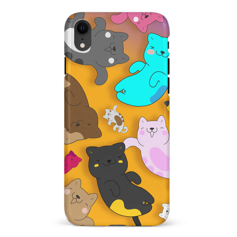 Playful Pastel Cats on Yellow Background Cat Phone Case