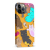 iPhone 13 Pro Max Playful Pastel Cats on Yellow Background Cat Phone Case