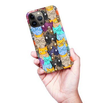 Watercolor Cats with Glasses Multicolor Design Cat Phone Case