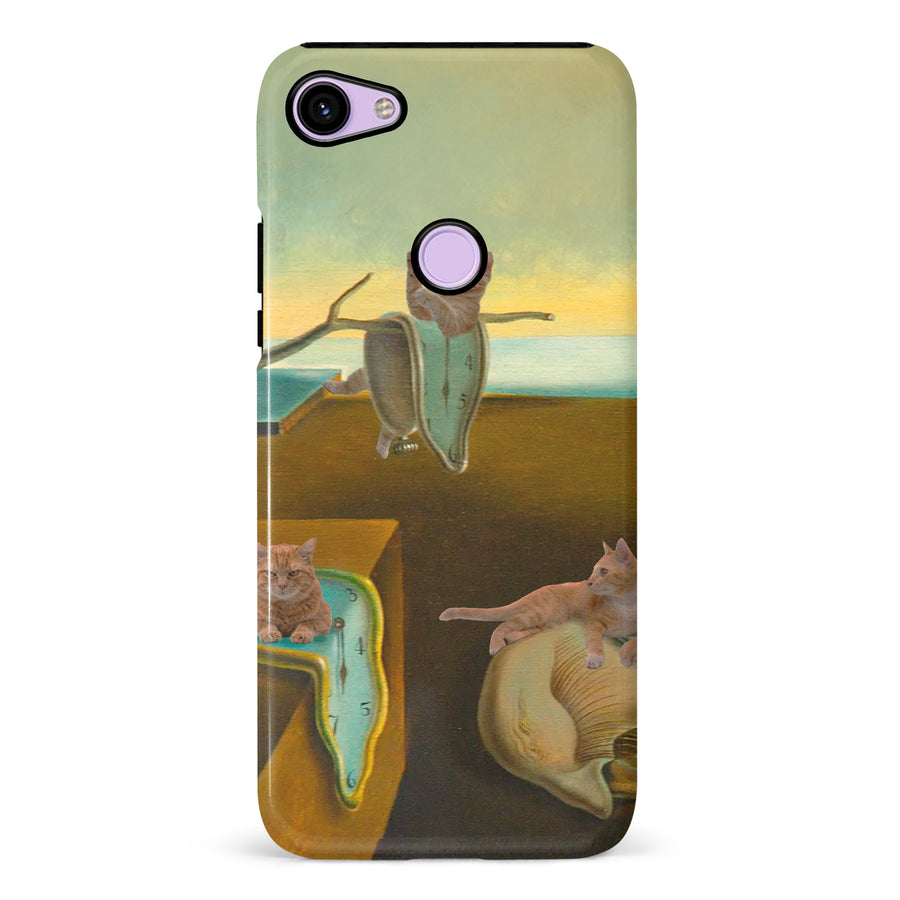 Surreal Cats on Melting Clocks Artistic Cat Phone Case