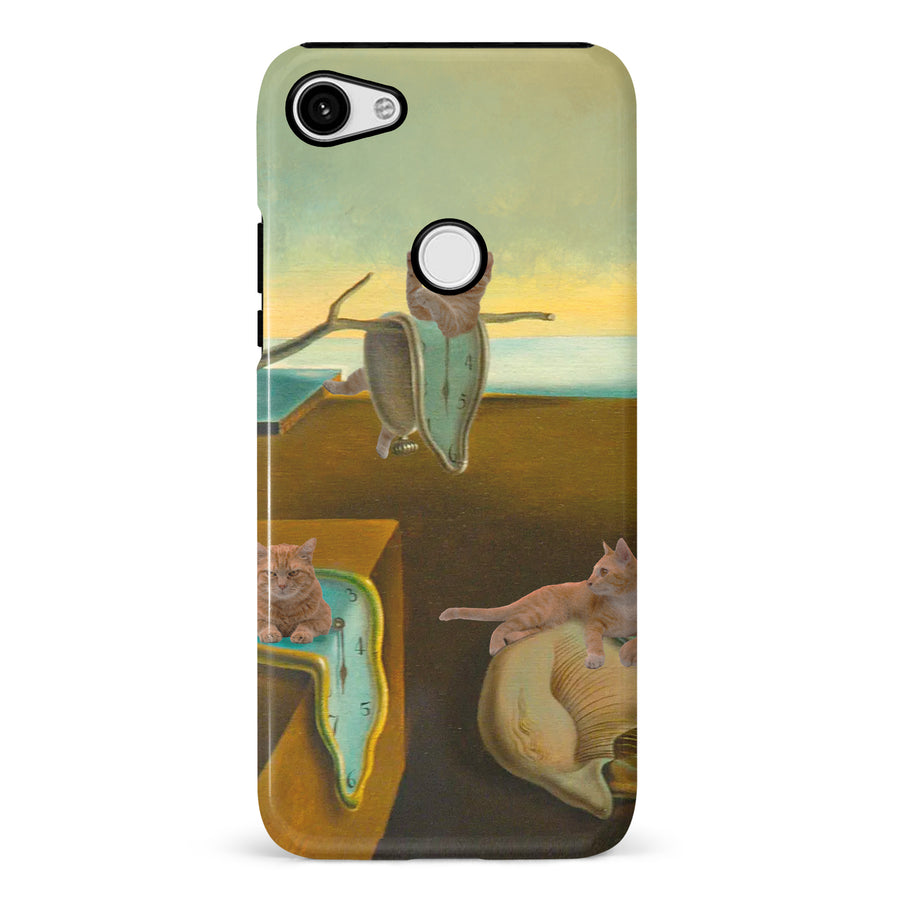 Google Pixel 3 XL Surreal Cats on Melting Clocks Artistic Cat Phone Case