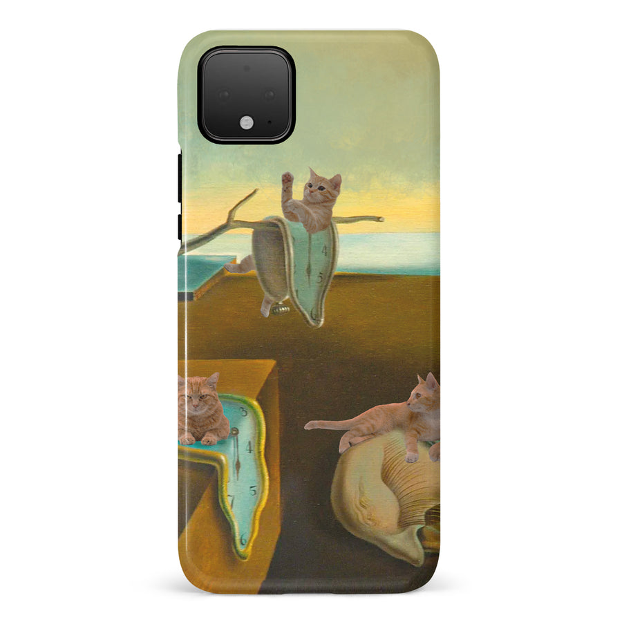 Surreal Cats on Melting Clocks Artistic Cat Phone Case