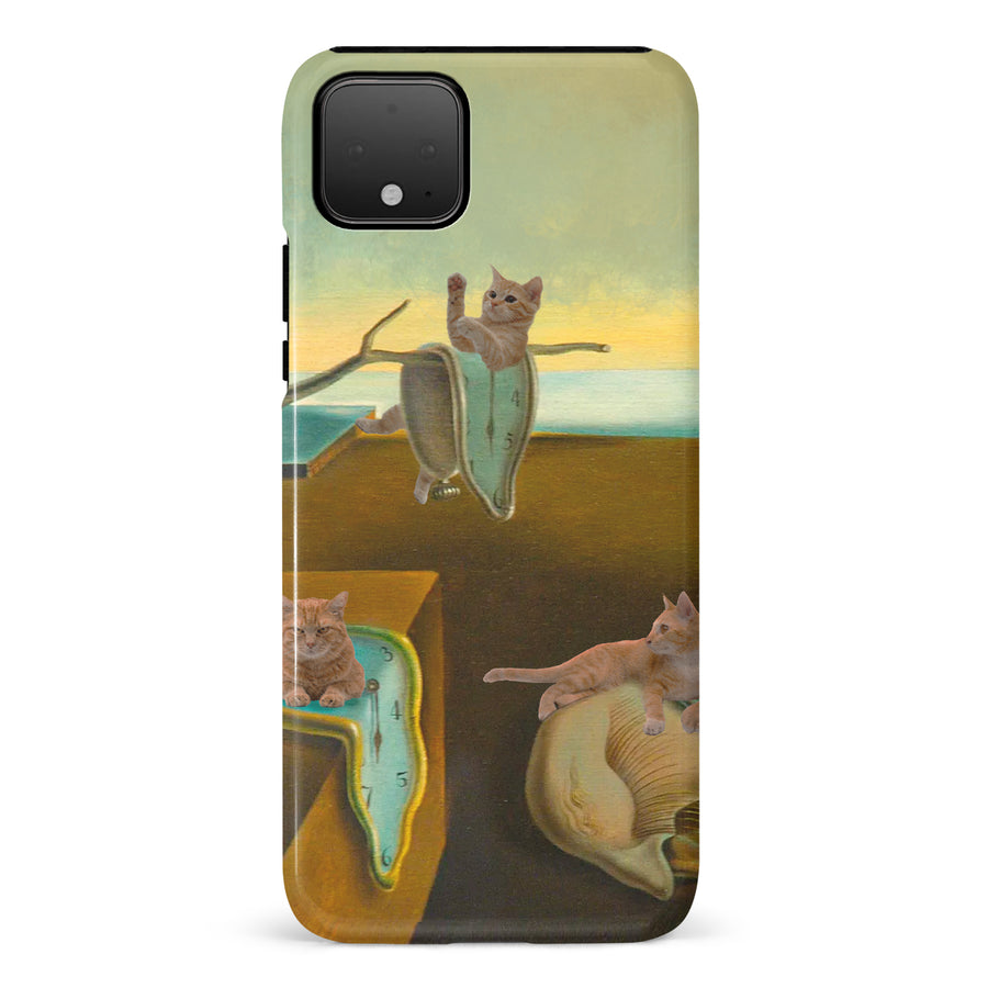 Surreal Cats on Melting Clocks Artistic Cat Phone Case