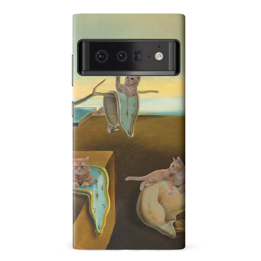 Surreal Cats on Melting Clocks Artistic Cat Phone Case