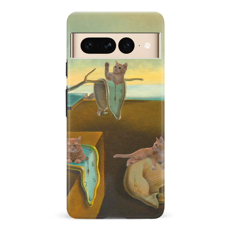 Surreal Cats on Melting Clocks Artistic Cat Phone Case