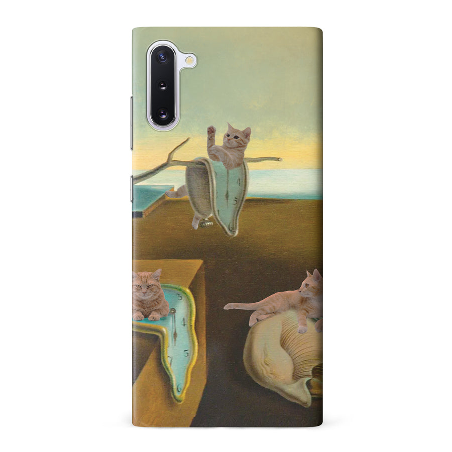 Samsung Galaxy Note 10 Surreal Cats on Melting Clocks Artistic Cat Phone Case