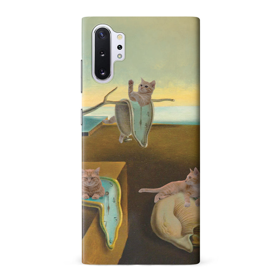 Samsung Galaxy Note 10 Plus Surreal Cats on Melting Clocks Artistic Cat Phone Case