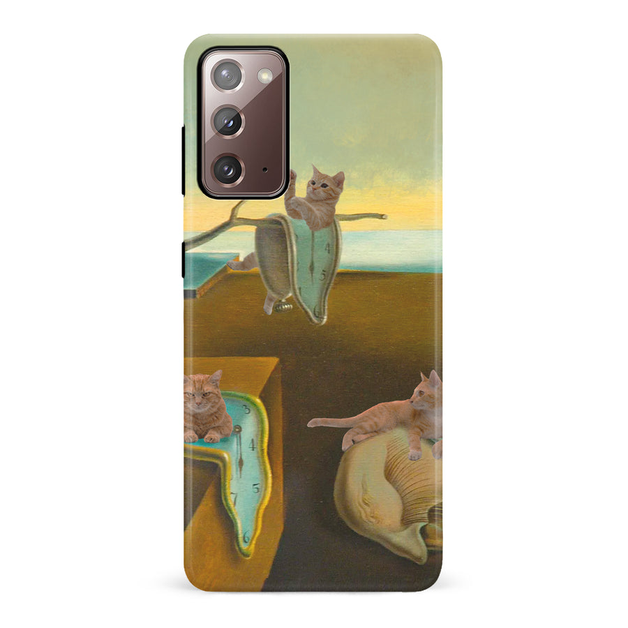 Samsung Galaxy Note 20 Surreal Cats on Melting Clocks Artistic Cat Phone Case