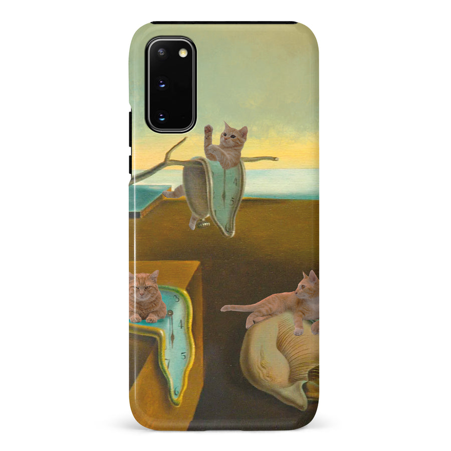 Samsung Galaxy S20 Surreal Cats on Melting Clocks Artistic Cat Phone Case