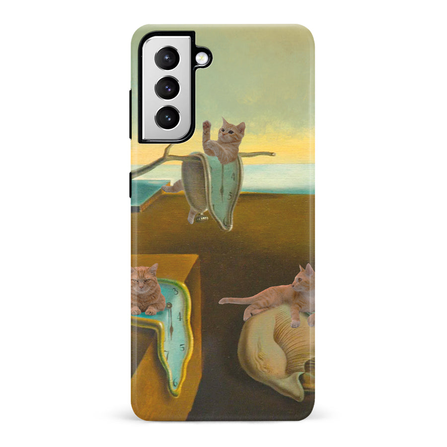 Surreal Cats on Melting Clocks Artistic Cat Phone Case