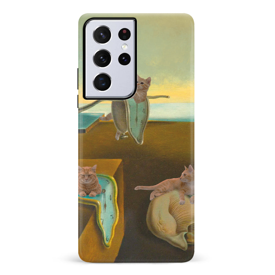 Surreal Cats on Melting Clocks Artistic Cat Phone Case