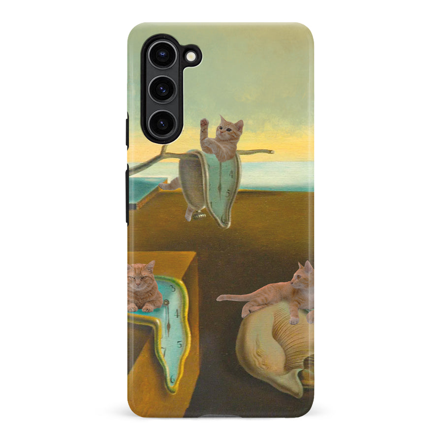 Samsung Galaxy S23 Plus Surreal Cats on Melting Clocks Artistic Cat Phone Case