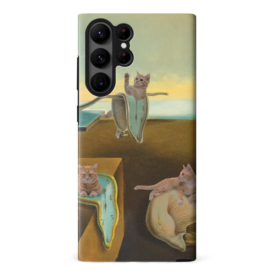 Surreal Cats on Melting Clocks Artistic Cat Phone Case