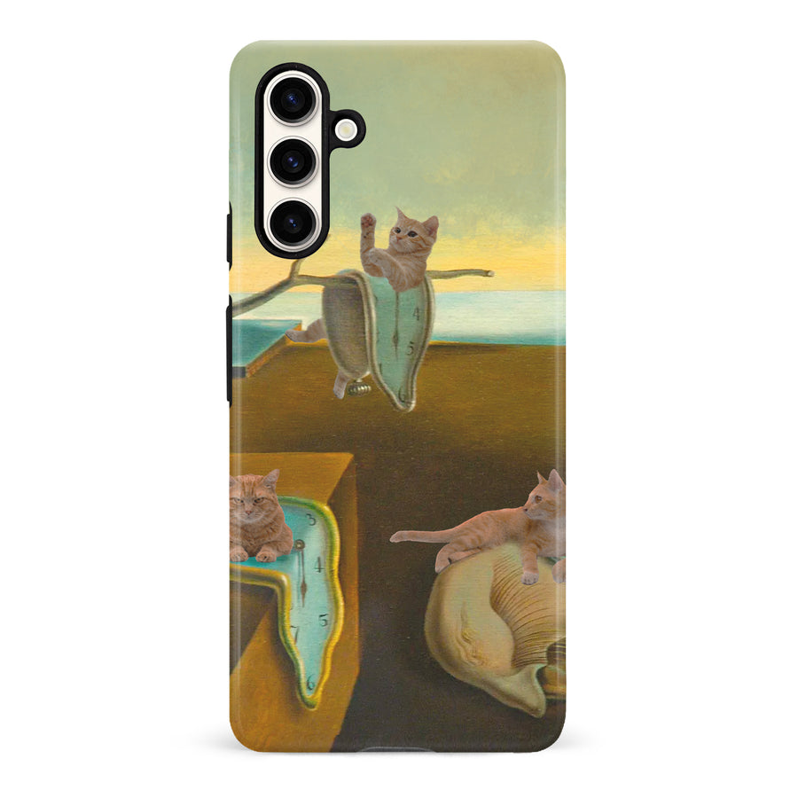 Surreal Cats on Melting Clocks Artistic Cat Phone Case