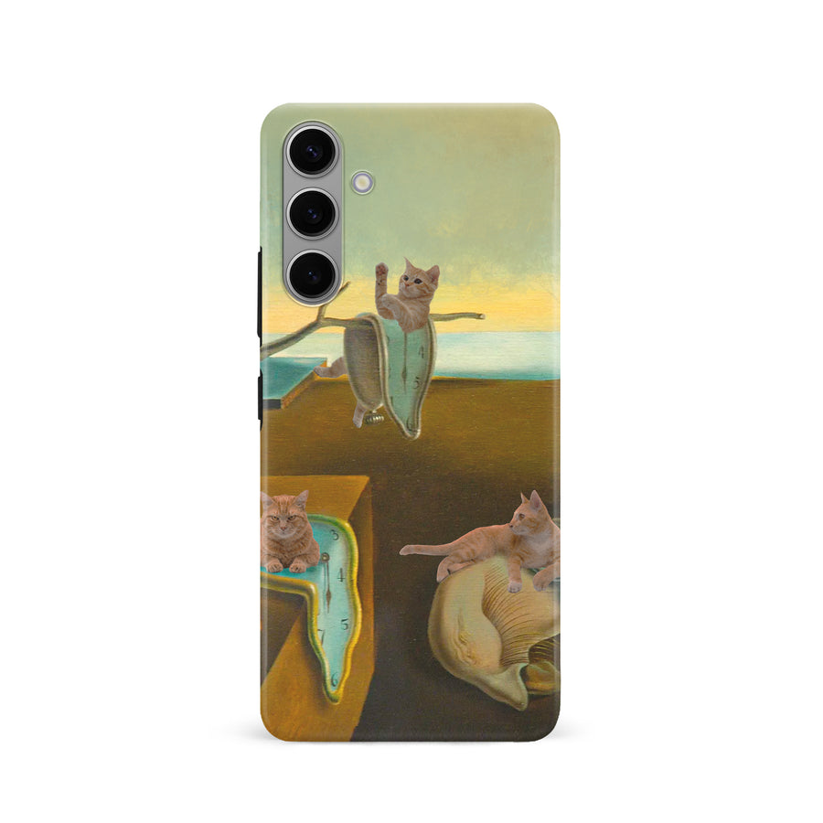 Surreal Cats on Melting Clocks Artistic Cat Phone Case