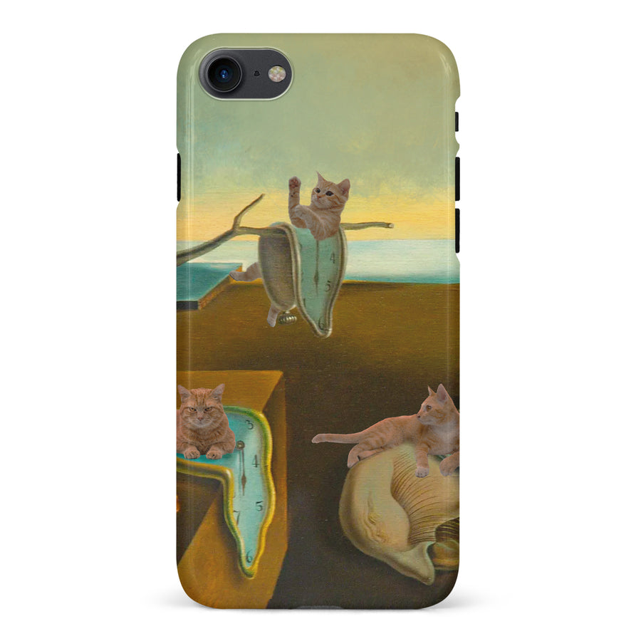 Surreal Cats on Melting Clocks Artistic Cat Phone Case