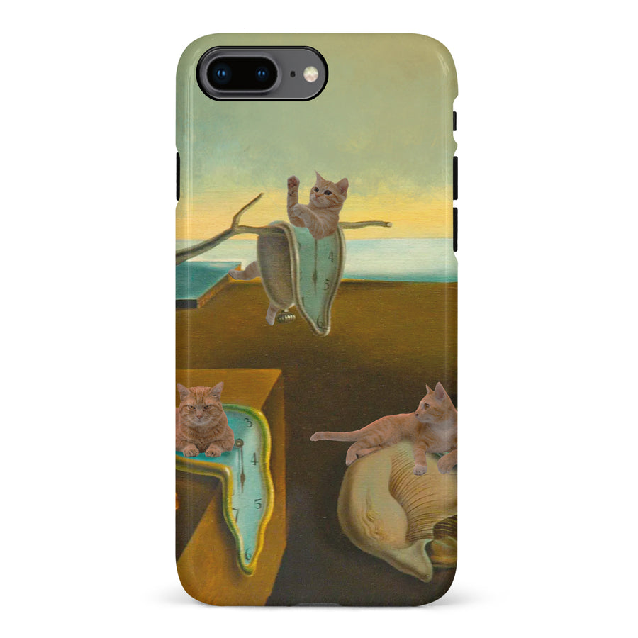 iPhone 8 Plus Surreal Cats on Melting Clocks Artistic Cat Phone Case